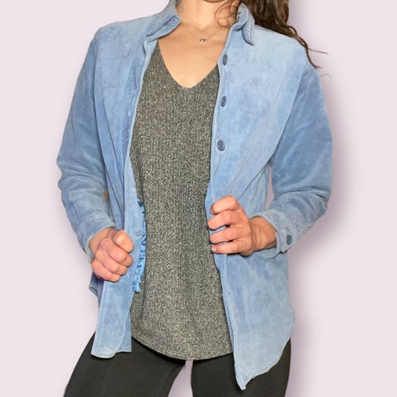 VTG blue leather Jacket - Picture 1 of 4